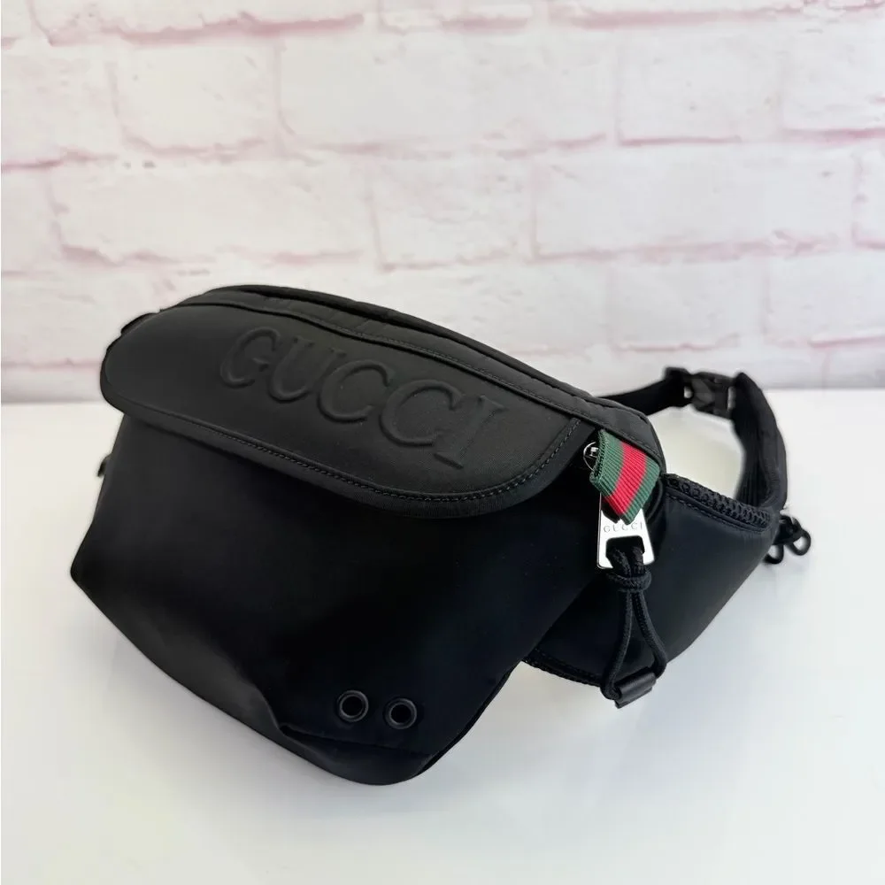 Gucci Nexus Web Interlocking Black Belt Bag Unisex NEW